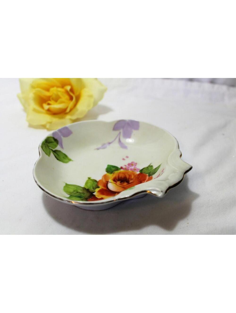 Antique Noritake Morimura Clam Shell Dish With Orange Roses